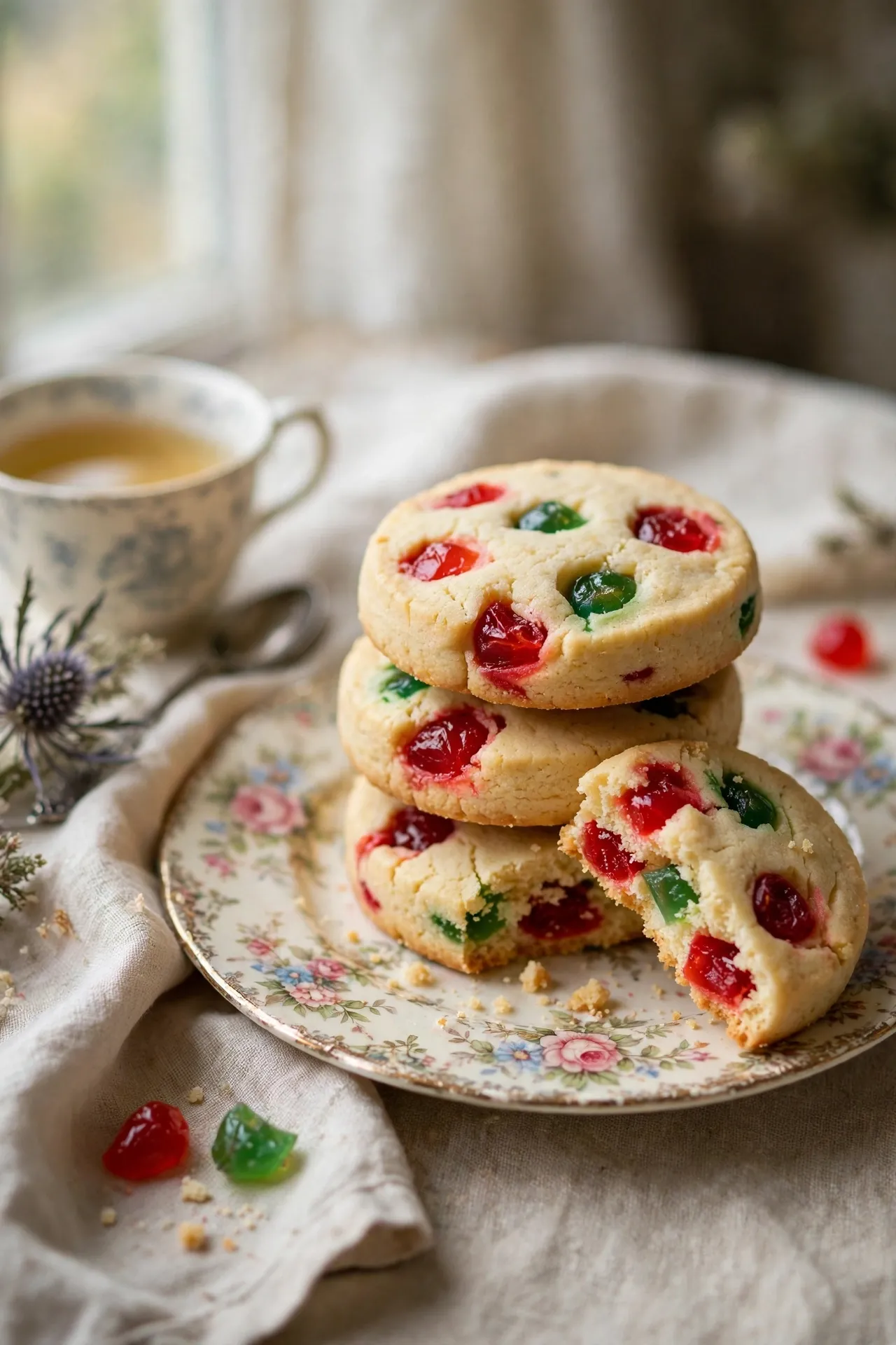 maraschino cherry shortbread christmas cookies