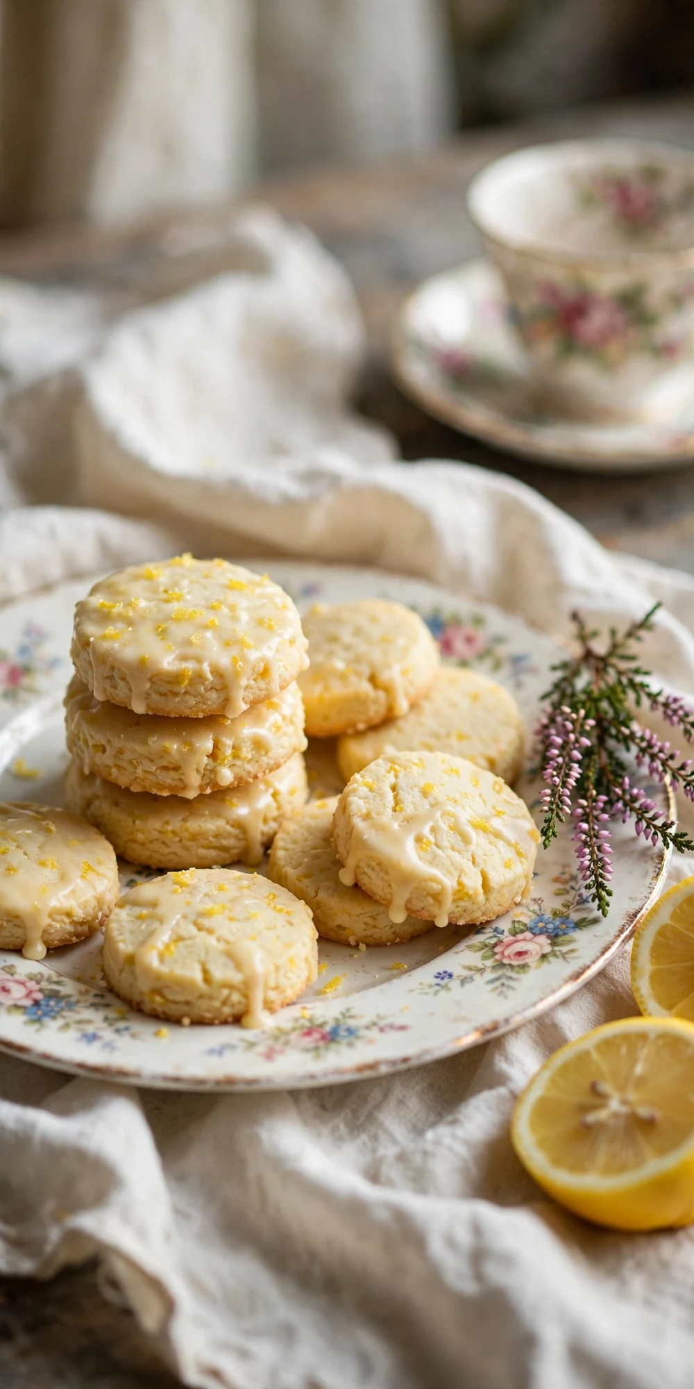 lemon shortbread cookies with lemon glaze