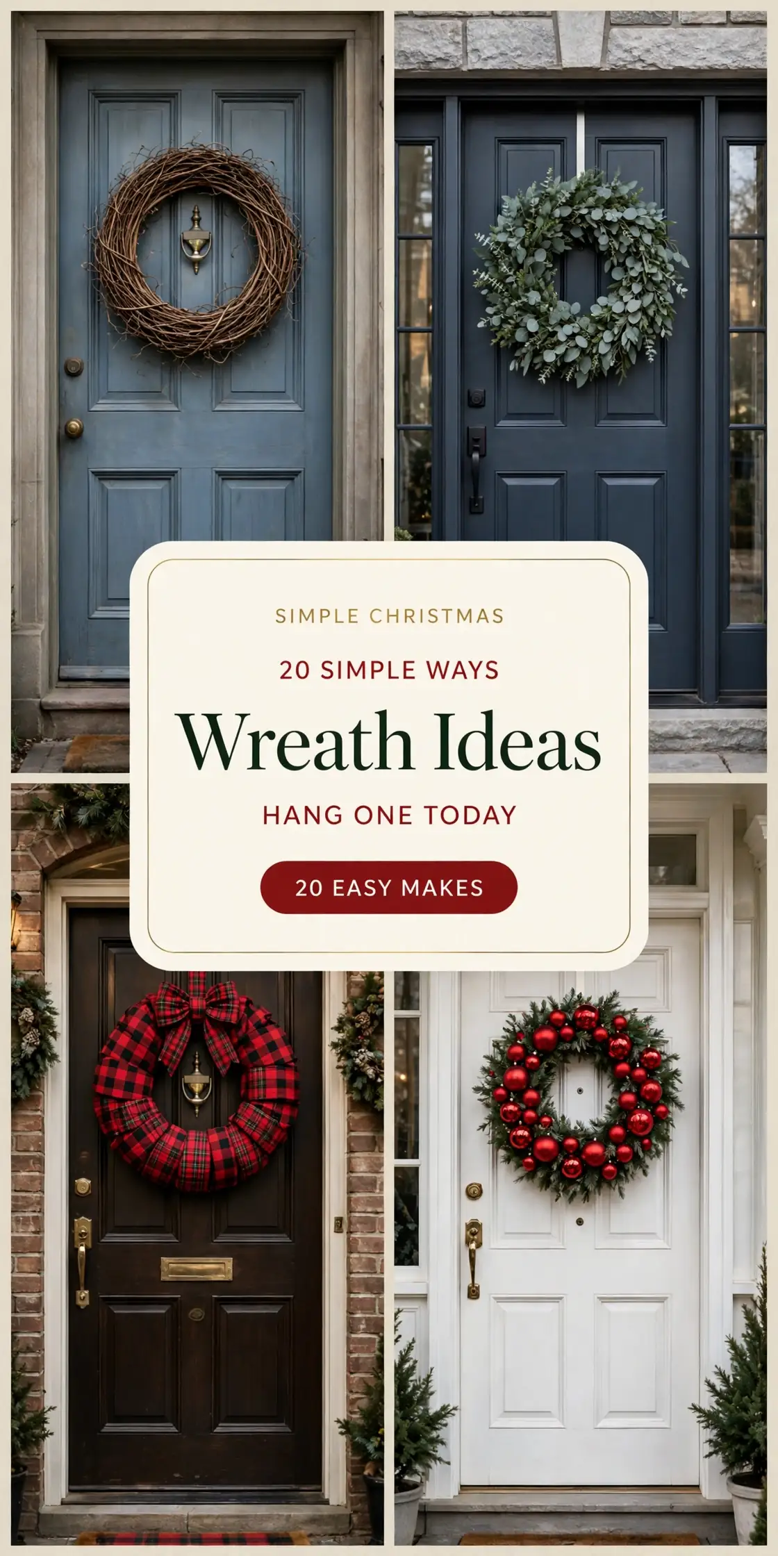 Simple Christmas Wreath Ideas: 20 Easy Wreaths You Can Hang Today