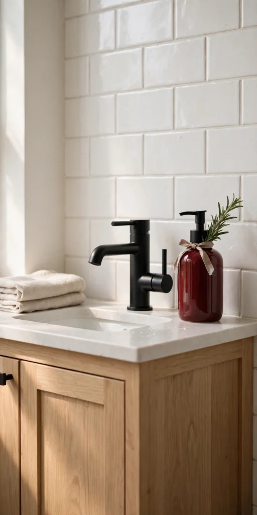 small bathroom christmas decor festive soap dispenser