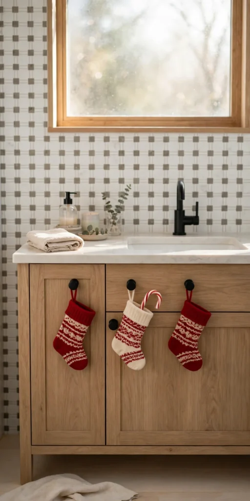 small bathroom christmas decor mini stockings cabinet knobs