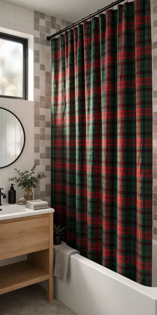 christmas decor for small bathroom christmas shower curtain