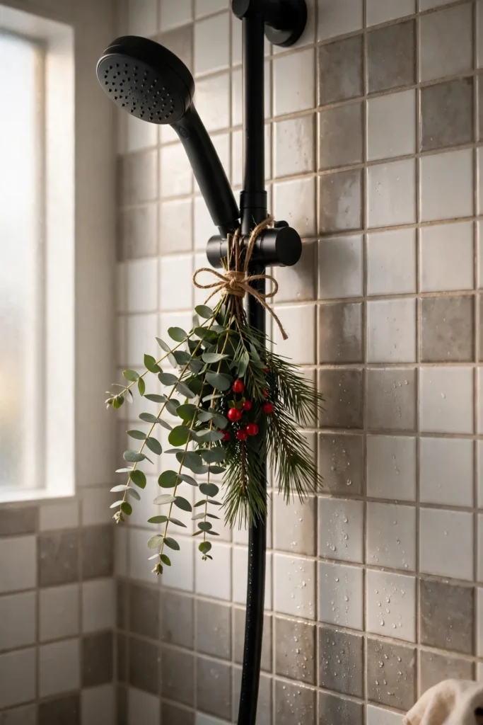 small bathroom christmas decor eucalyptus shower bundle