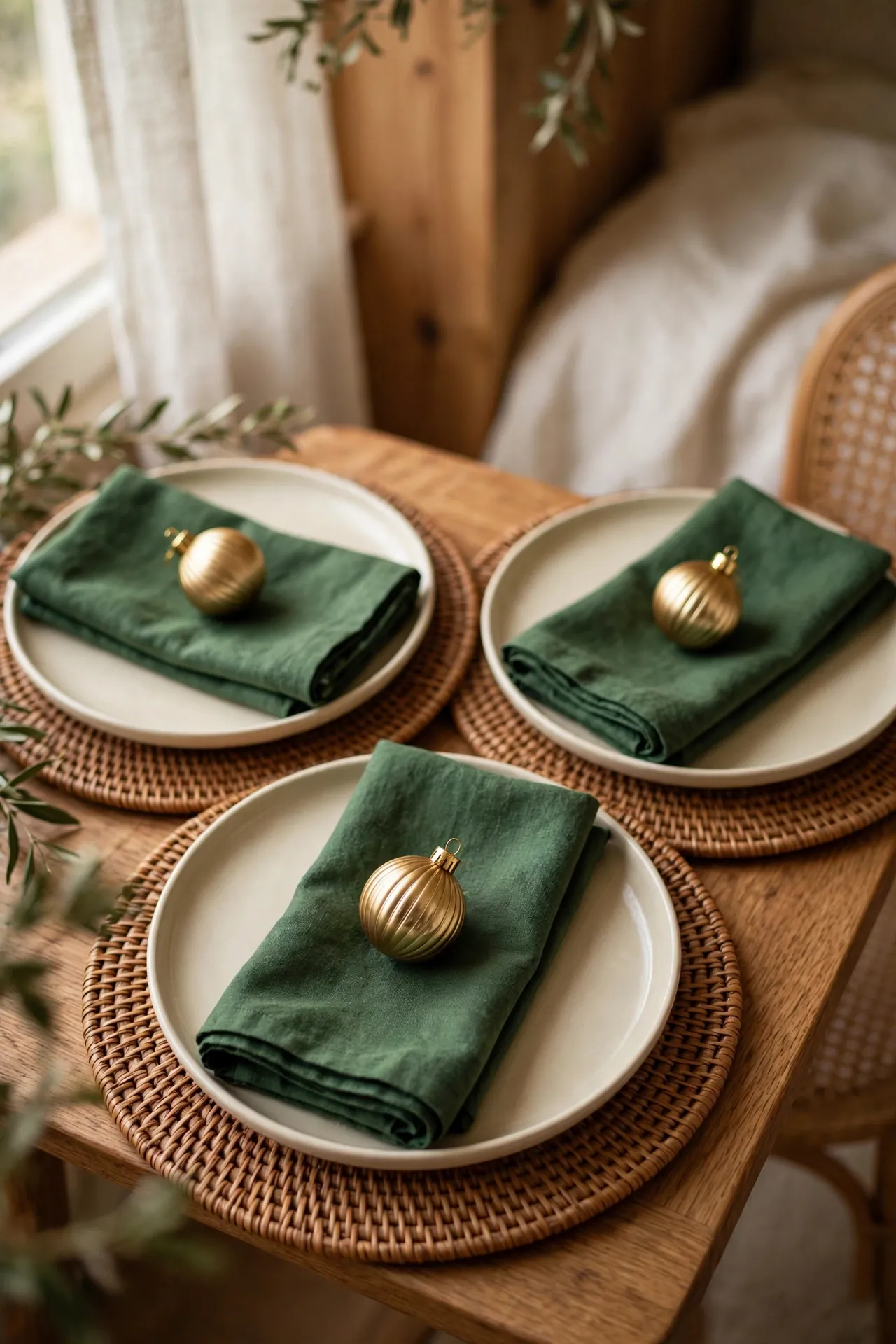 layered place settings small christmas dining table