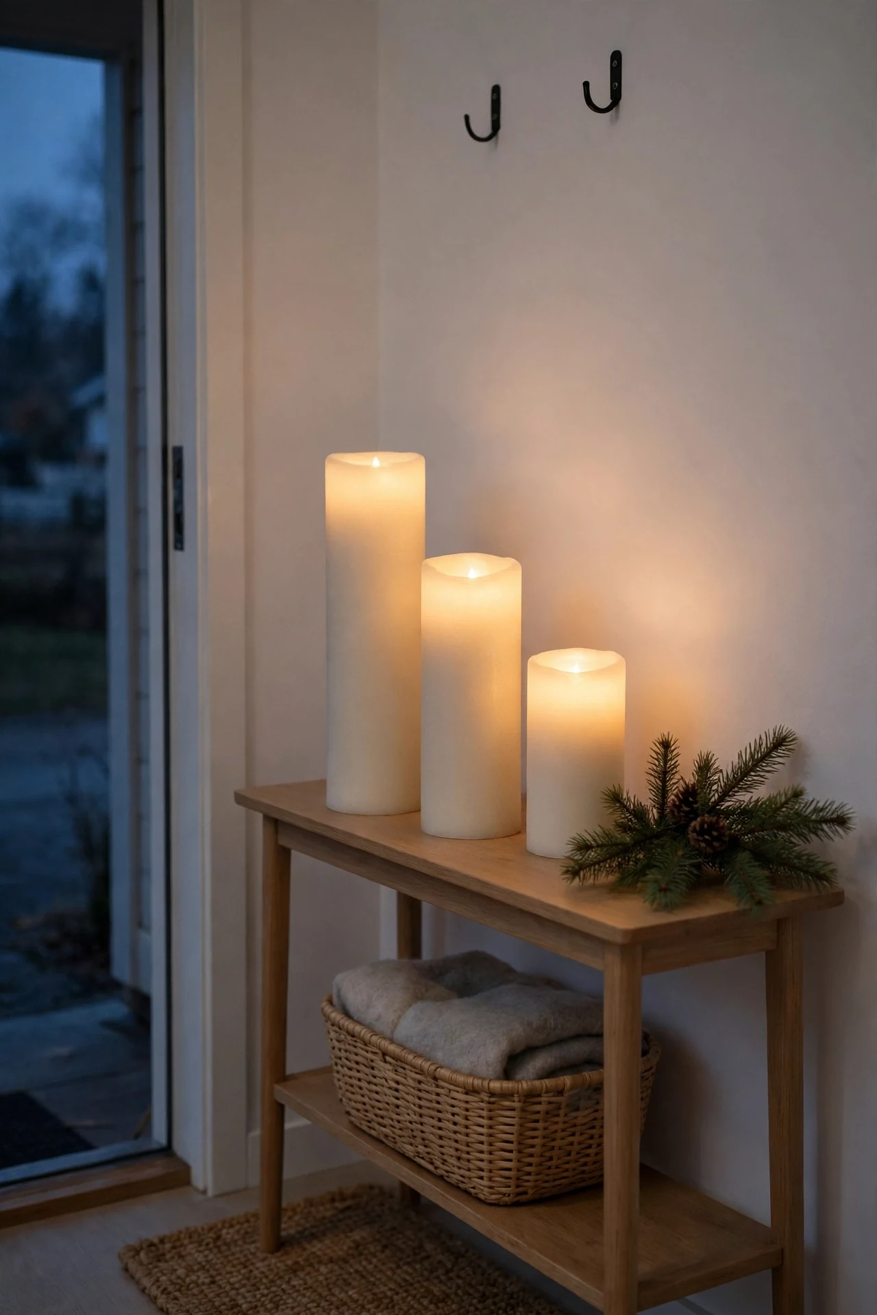 flameless candles timer small entryway evening
