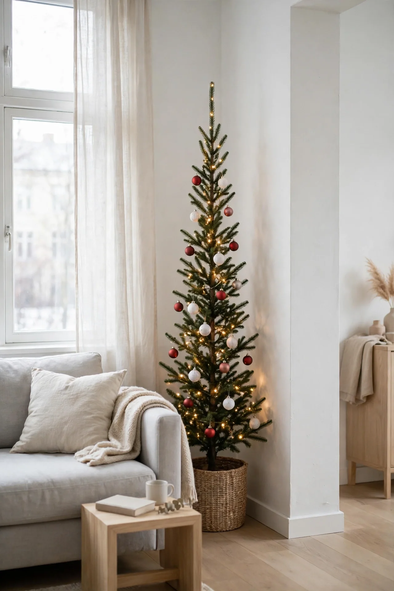 pencil christmas tree small apartment corner