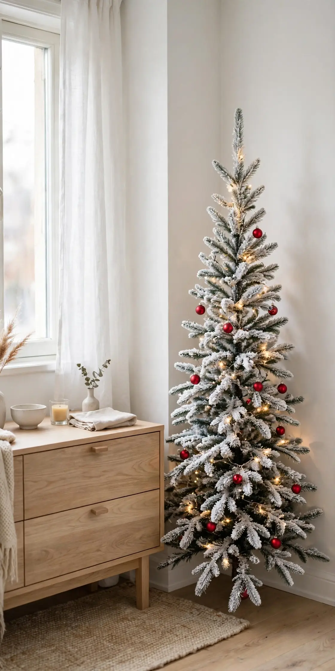 slim flocked christmas tree small space