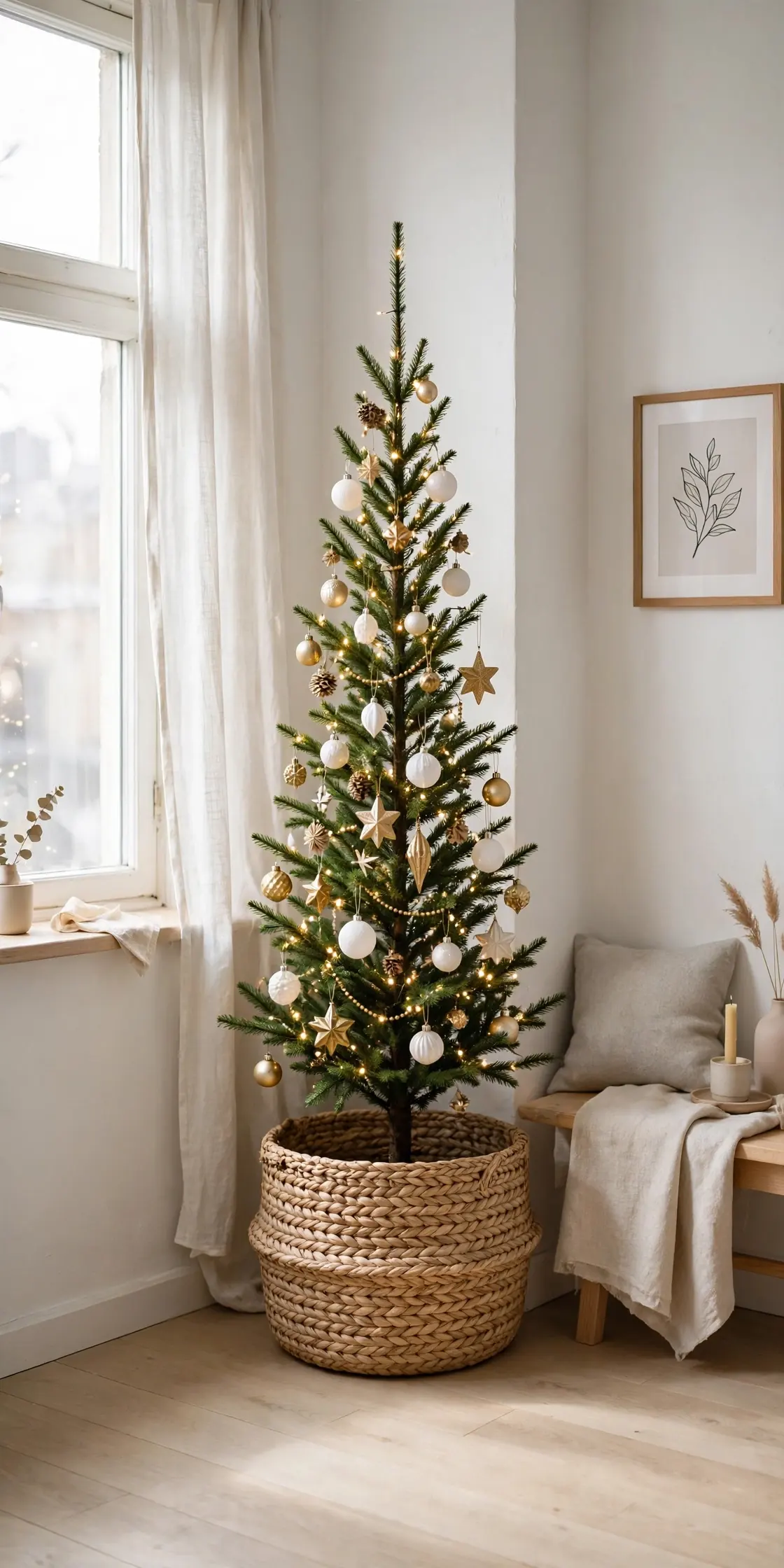 slim christmas tree woven basket base