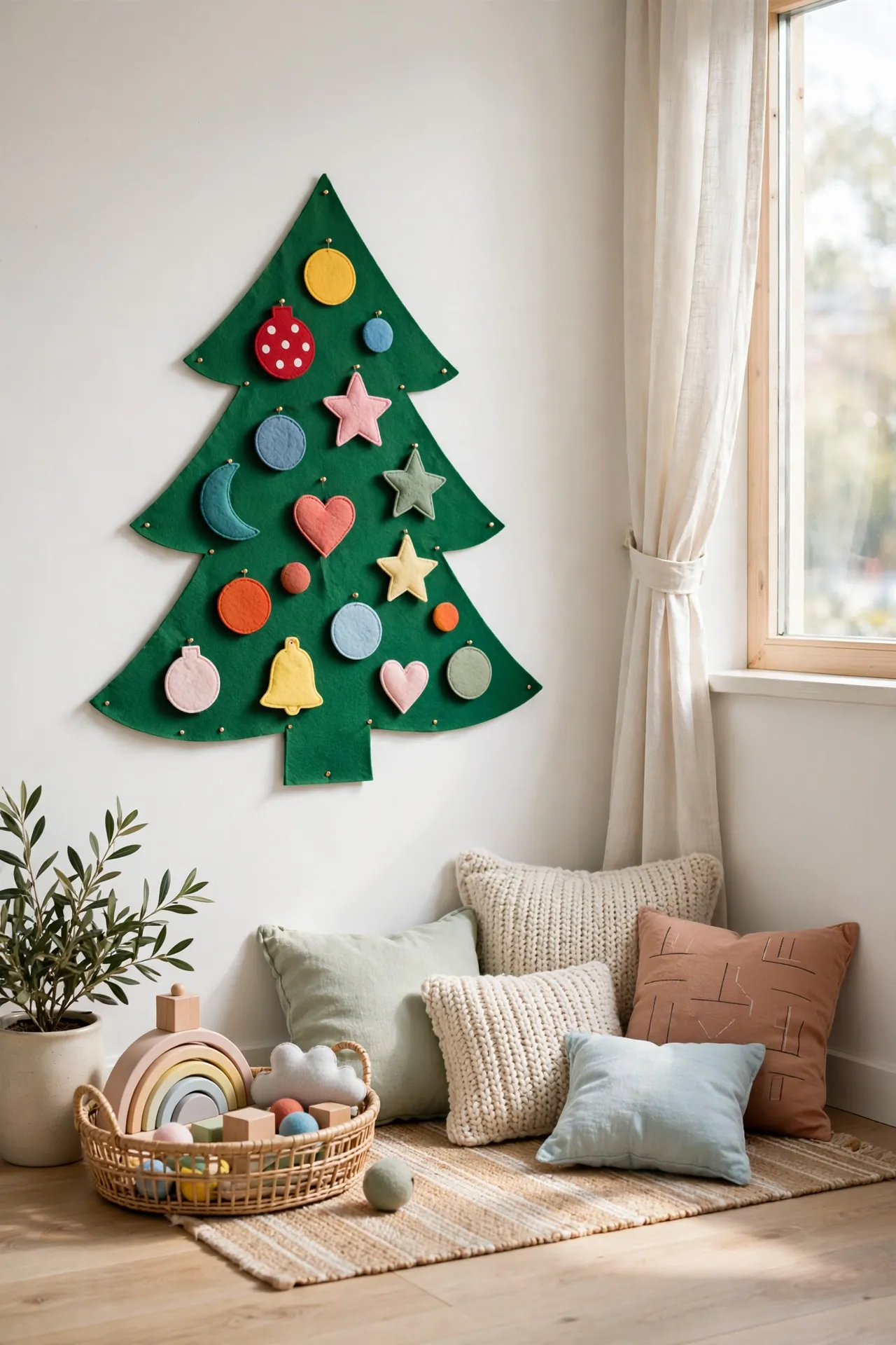 felt wall christmas tree kids playroom