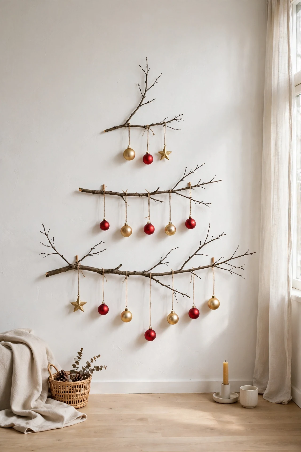 branch wall christmas tree ornaments hanging