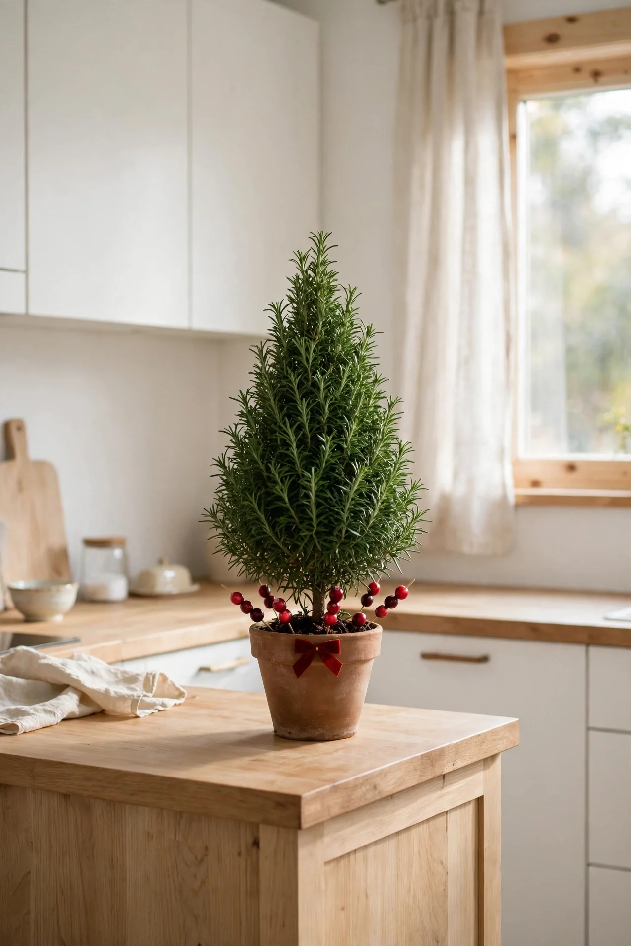 rosemary topiary christmas tree kitchen counter
