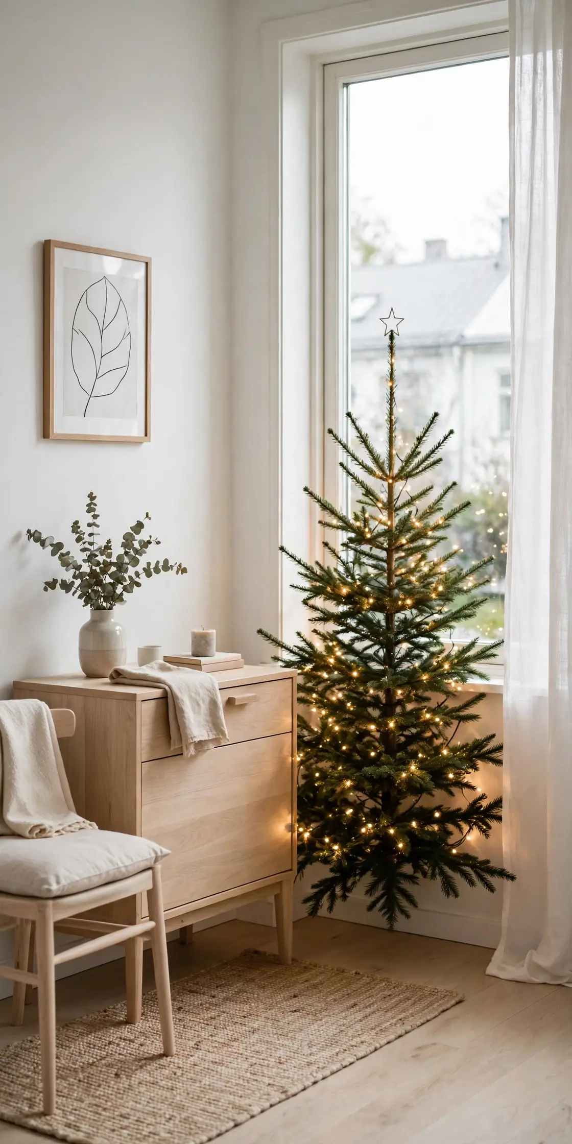 small christmas tree decorated with lights only