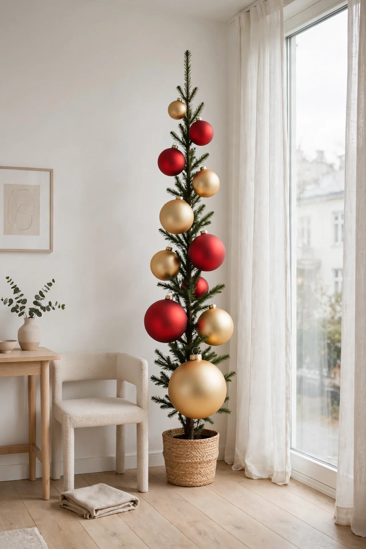 small christmas tree large ornaments styling