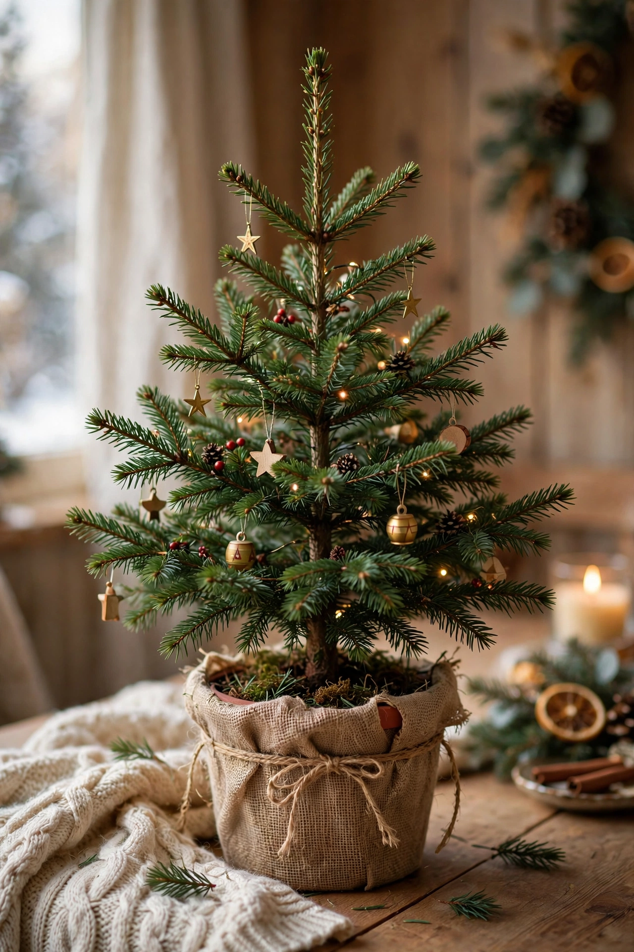 potted live mini christmas tree
