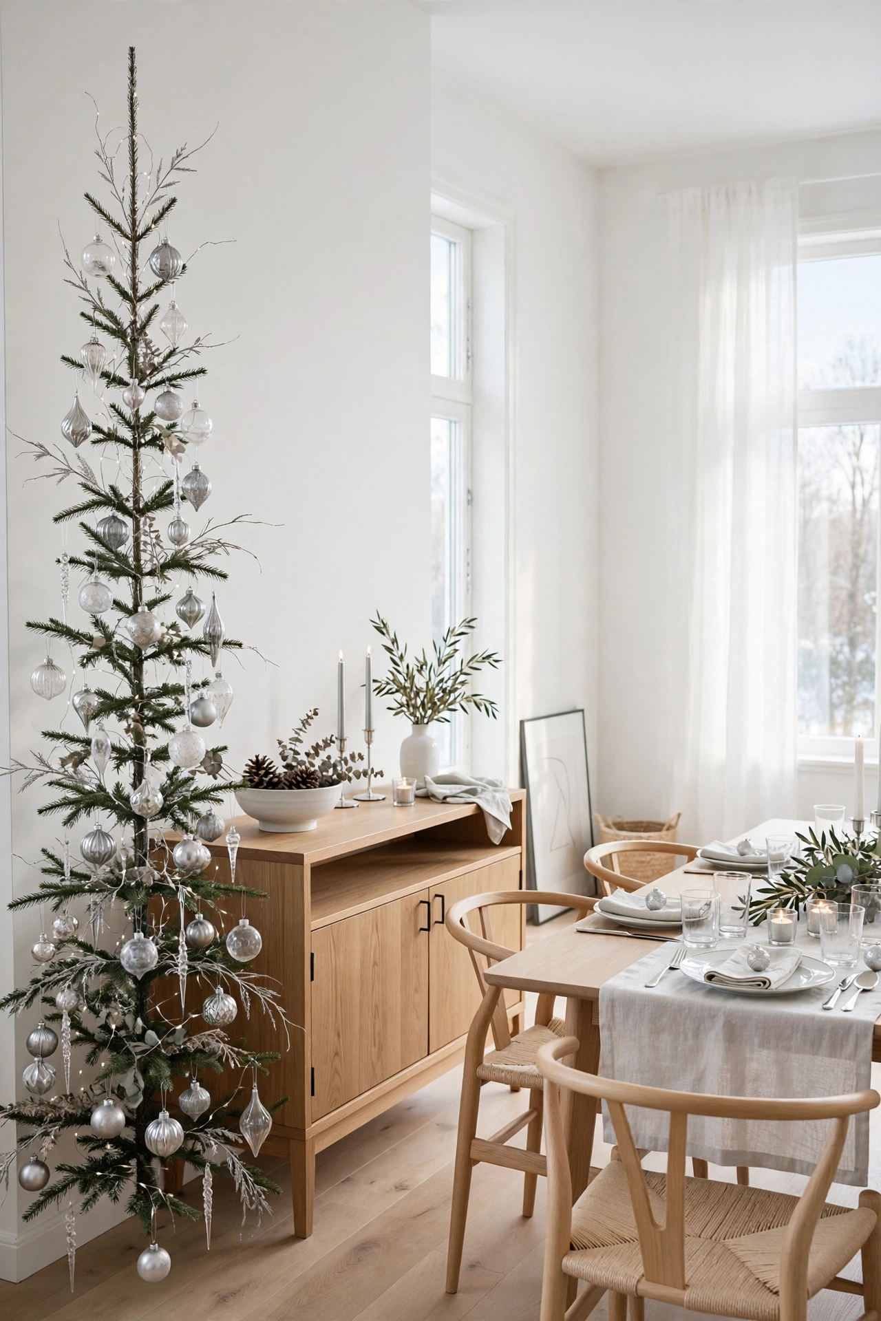 slim christmas tree dining room elegant