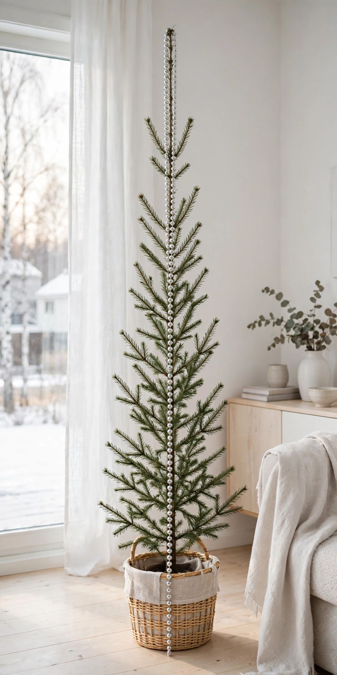 single vertical garland slim tree decorating