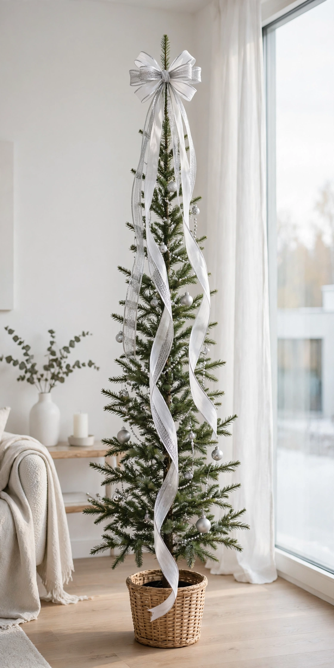lightweight tree topper bow slim christmas tree
