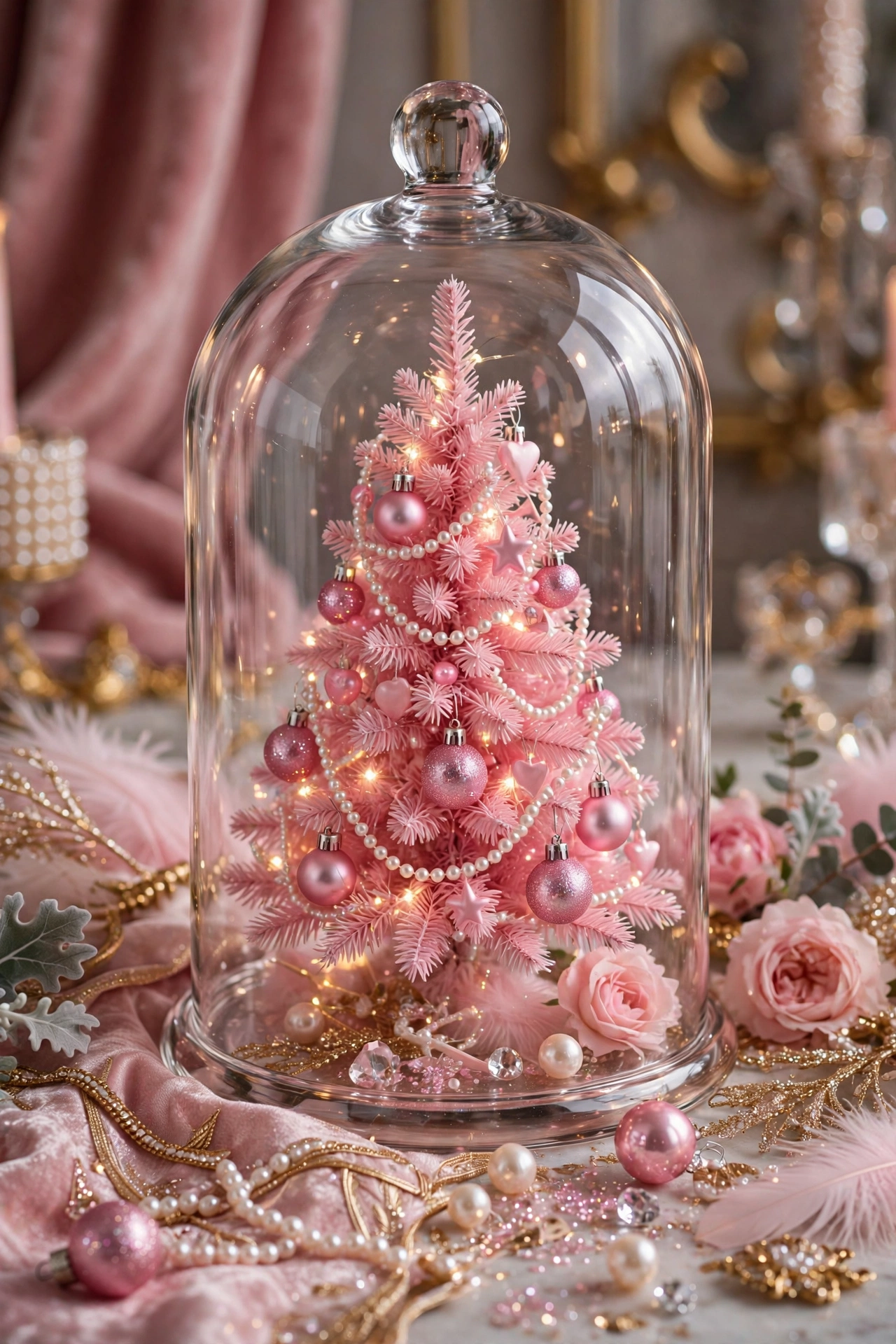pink small christmas tree themed