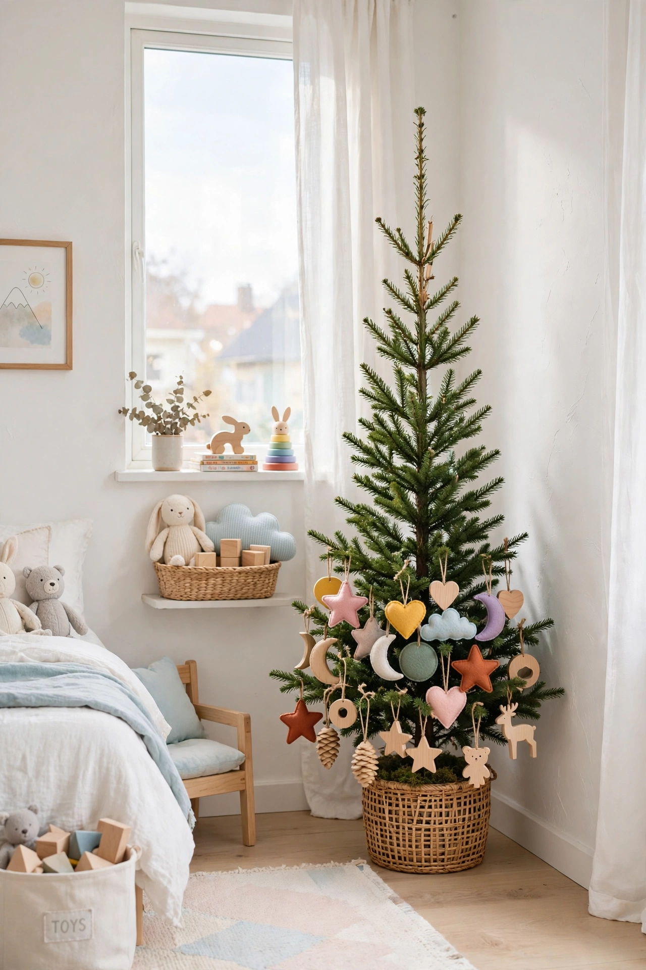 kids slim christmas tree bedroom shatterproof