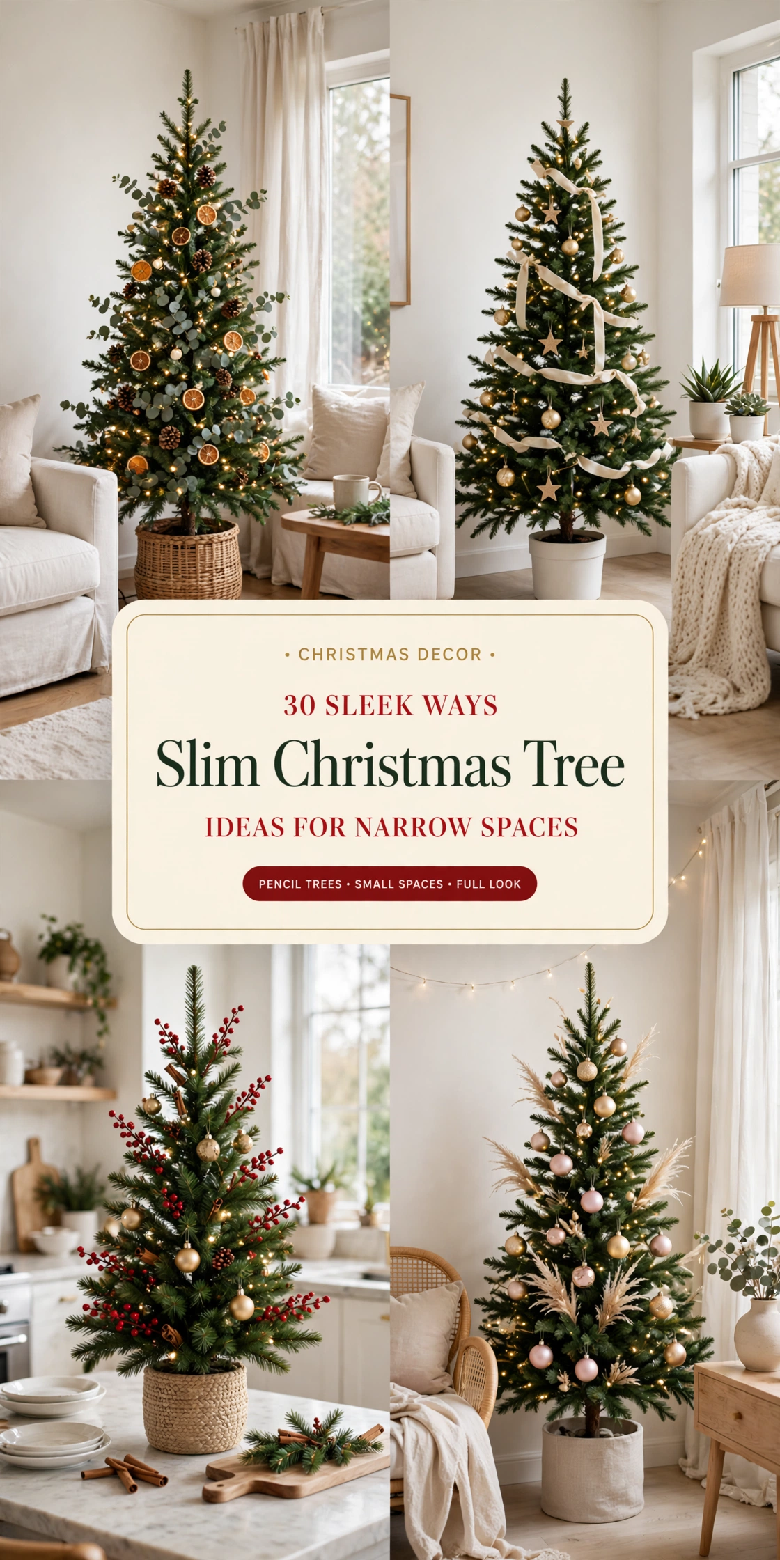 Slim Christmas Tree Ideas: 30 Sleek Ways to Style a Narrow Tree