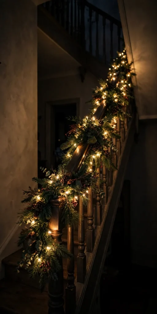 garland for staircase with lights