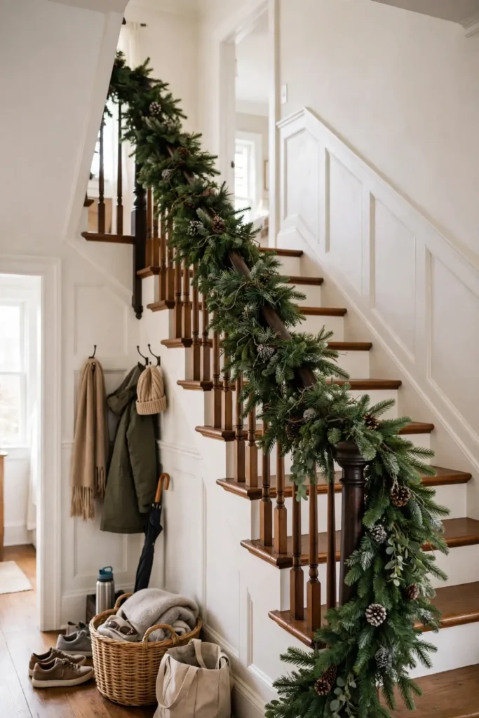 garland for staircase christmas