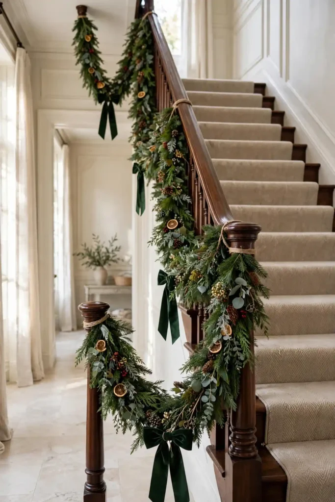 christmas swags for staircase