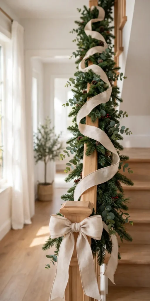 garland on banister ideas
