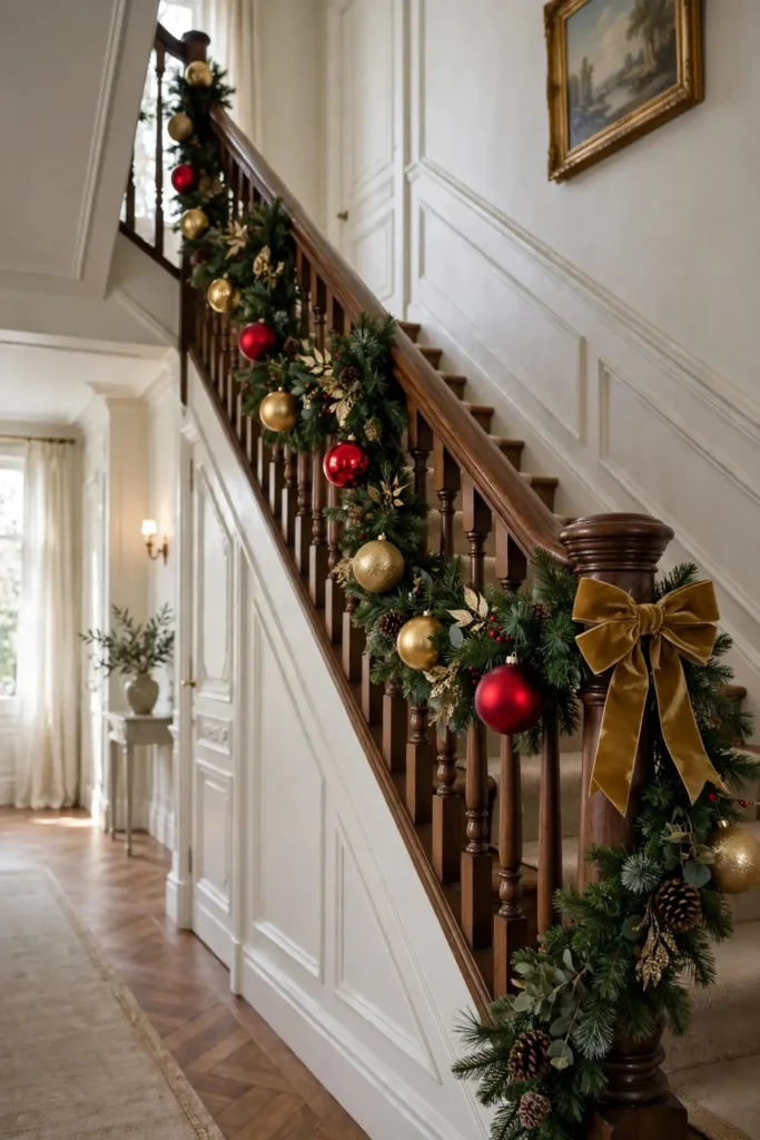 stairs with garland