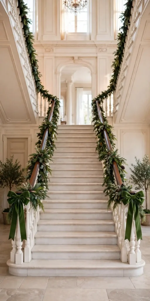 staircase with garland