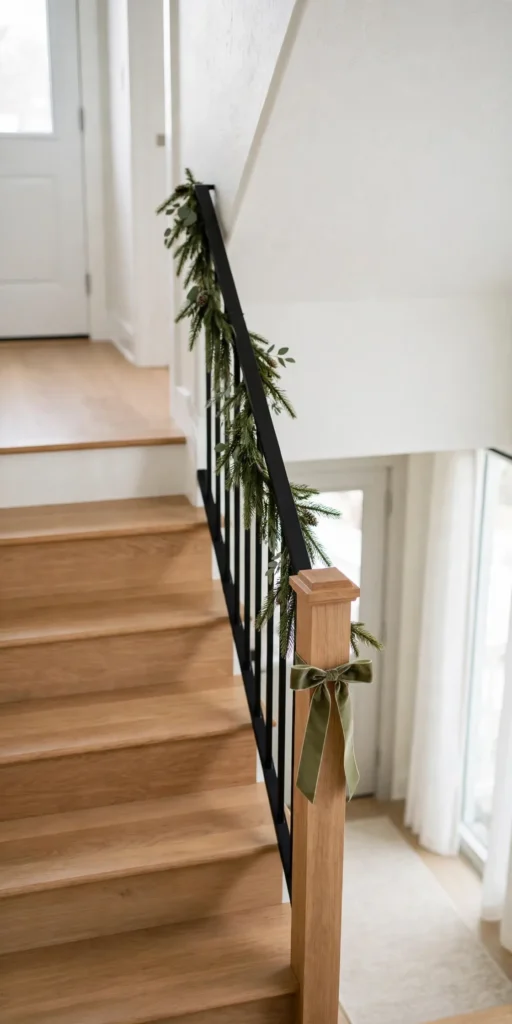 simple staircase christmas decor