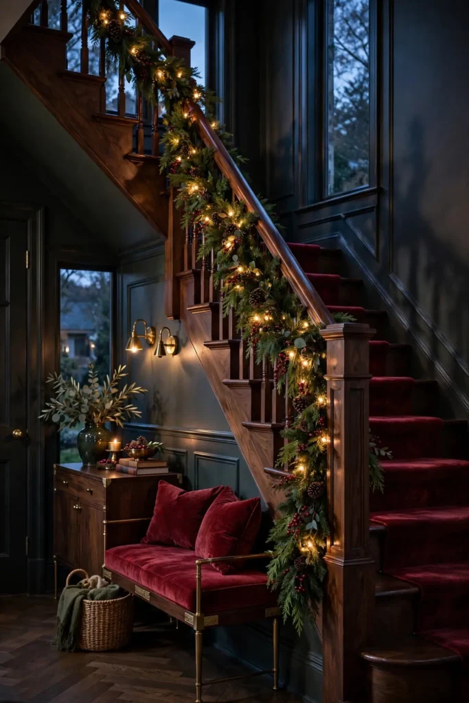 pre lit stair garland warm white banister glow