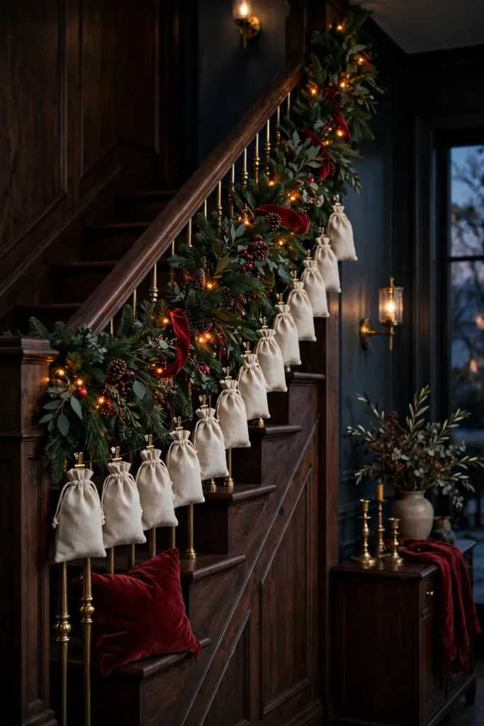 advent gift bags clipped stair garland christmas