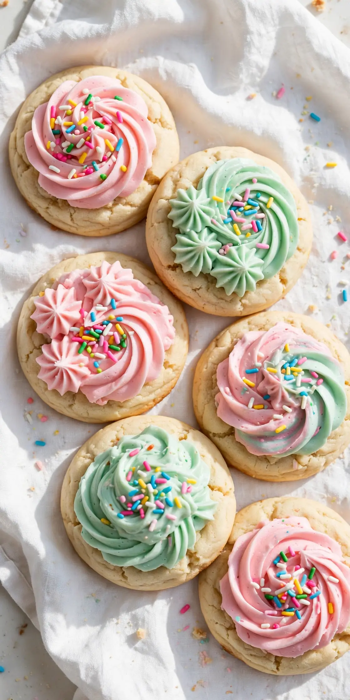soft frosted sugar cookies with sprinkles bakery style