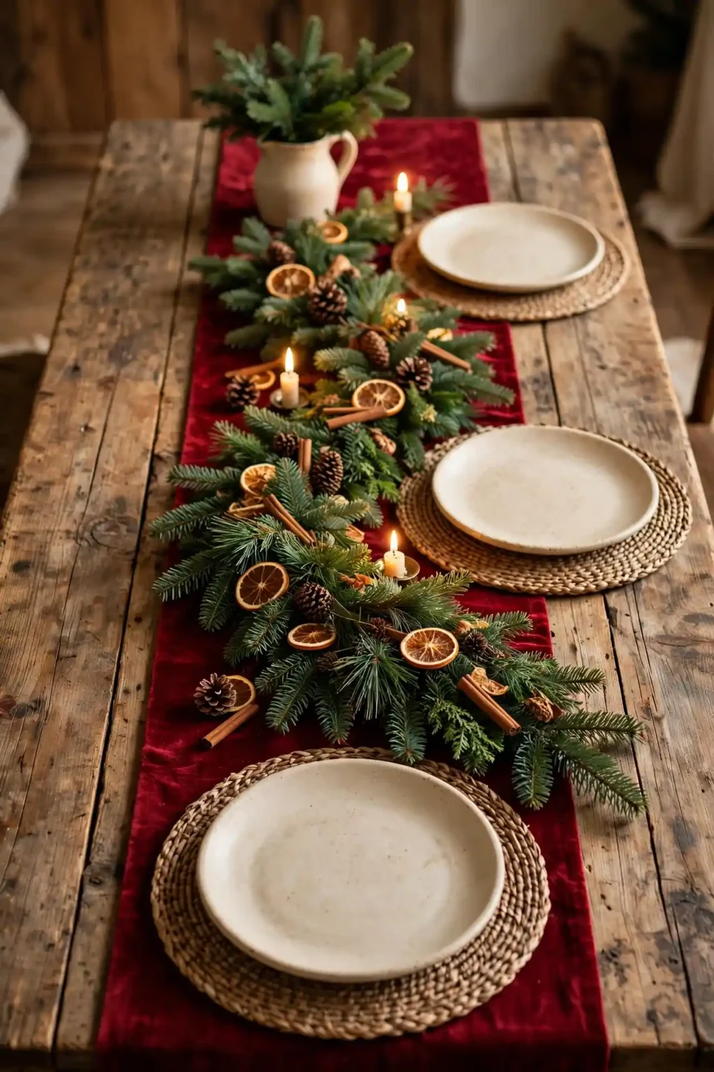christmas table set up
