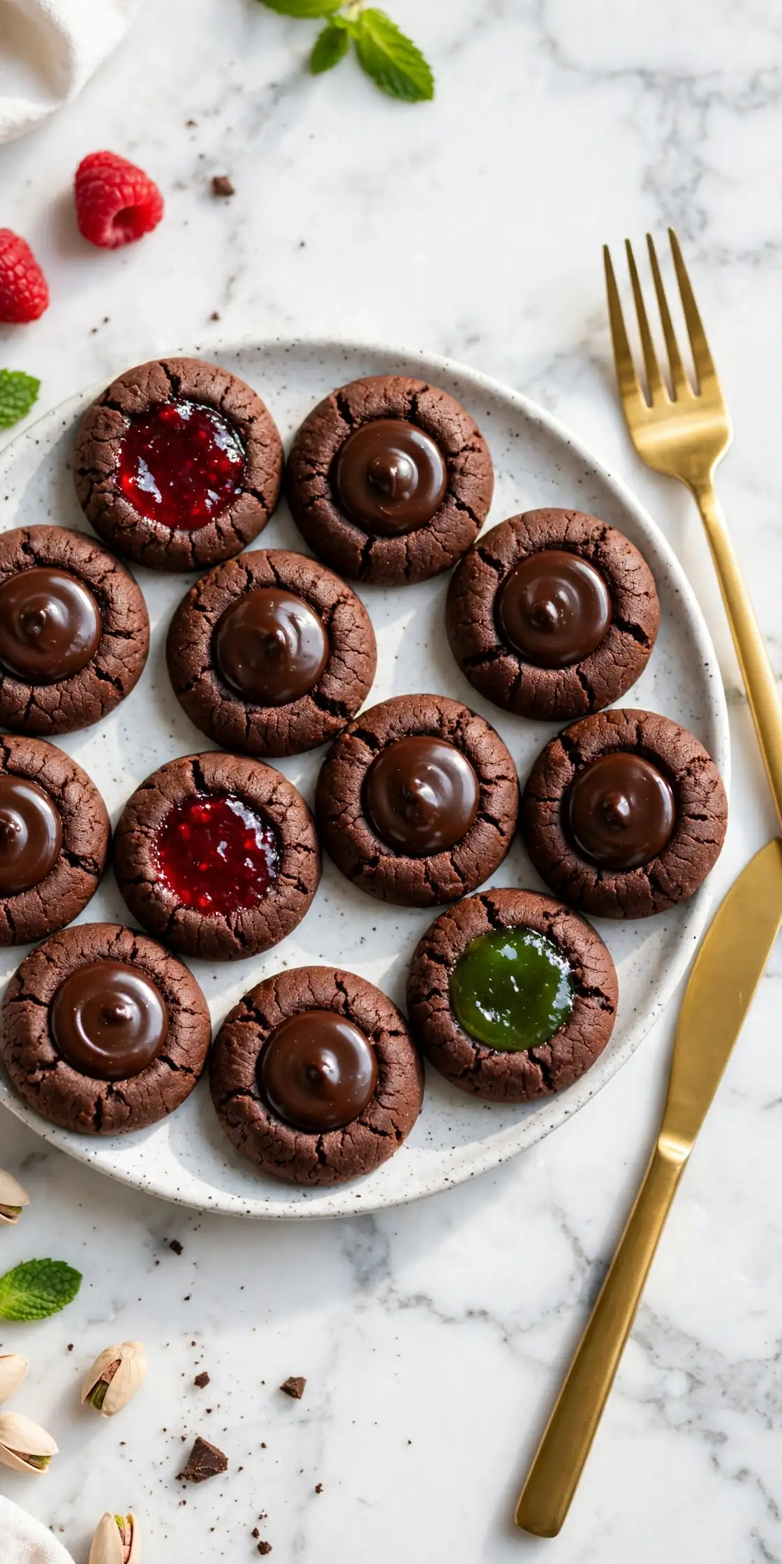 chocolate thumbprint christmas cookies