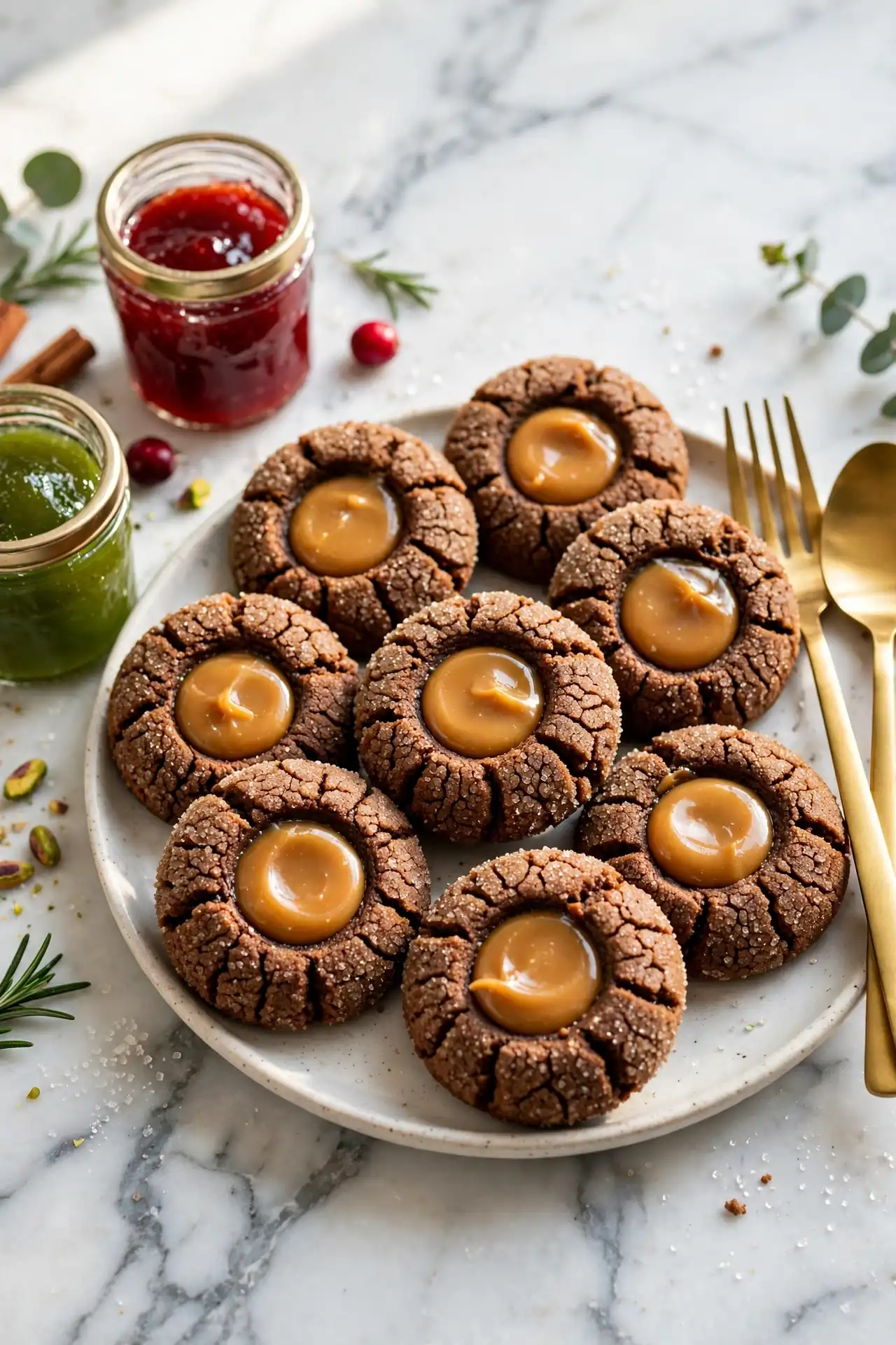 gingerbread thumbprint cookies