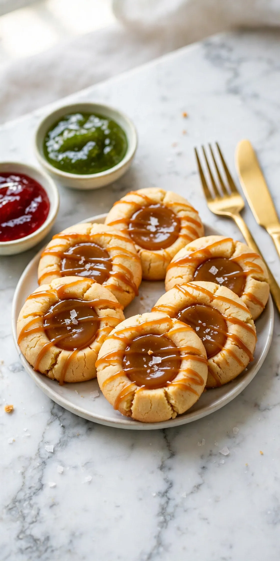 salted caramel thumbprint cookies christmas