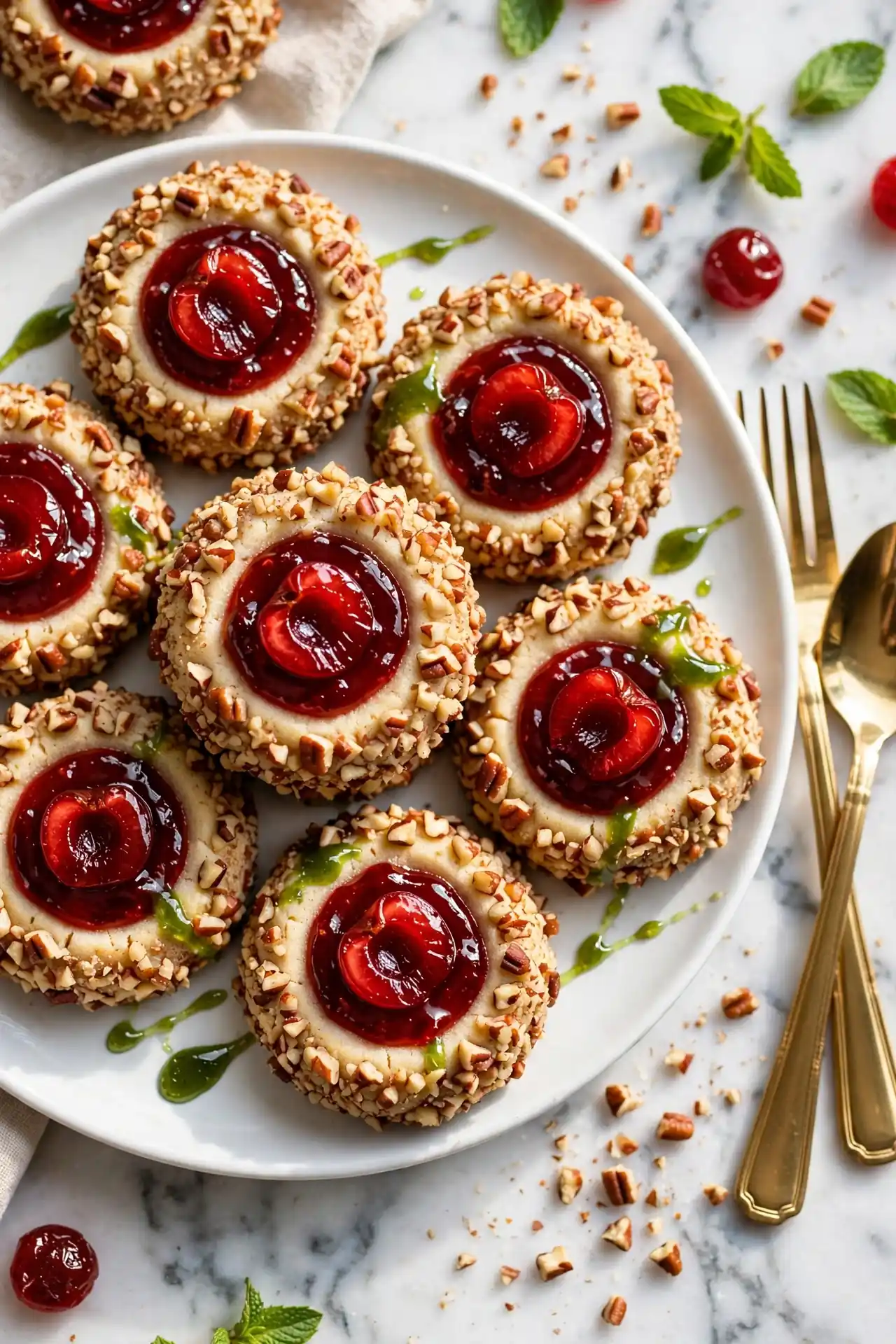 cherry thumbprint christmas cookies