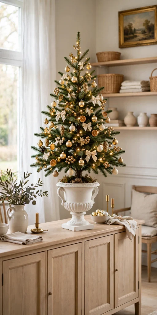 tabletop christmas tree in classic urn base elegant