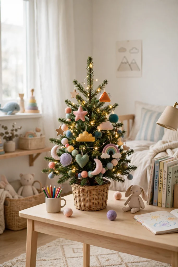 kids tabletop christmas tree unbreakable felt ornaments