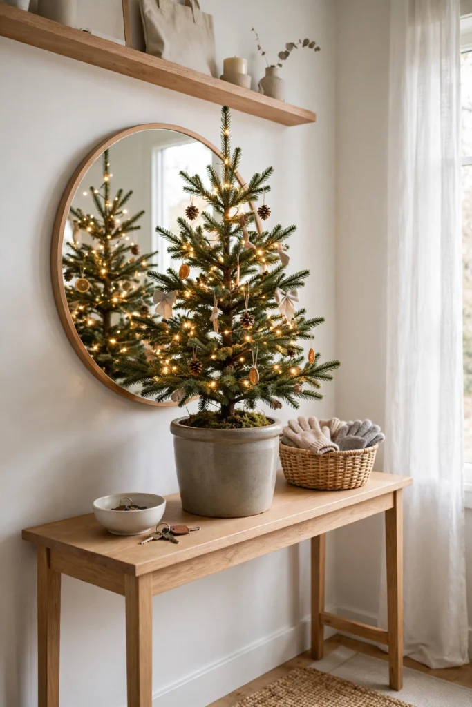 tabletop christmas tree entryway console table welcome
