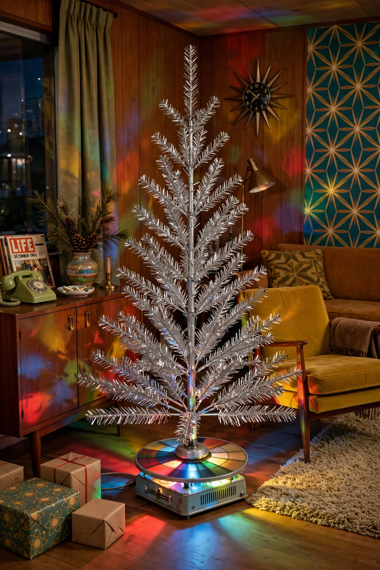 aluminum christmas tree vintage with color wheel