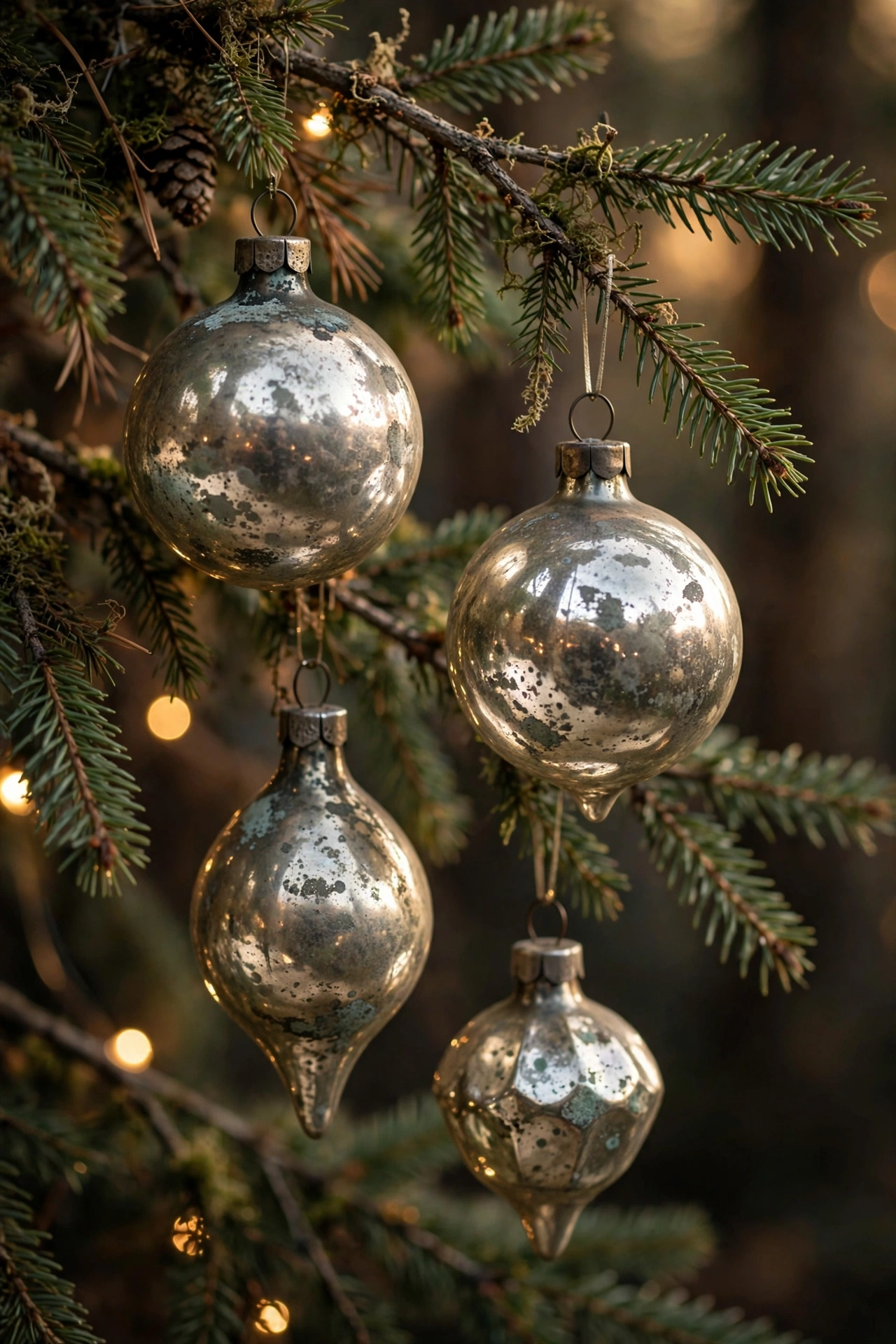 mercury glass ornaments vintage christmas decor