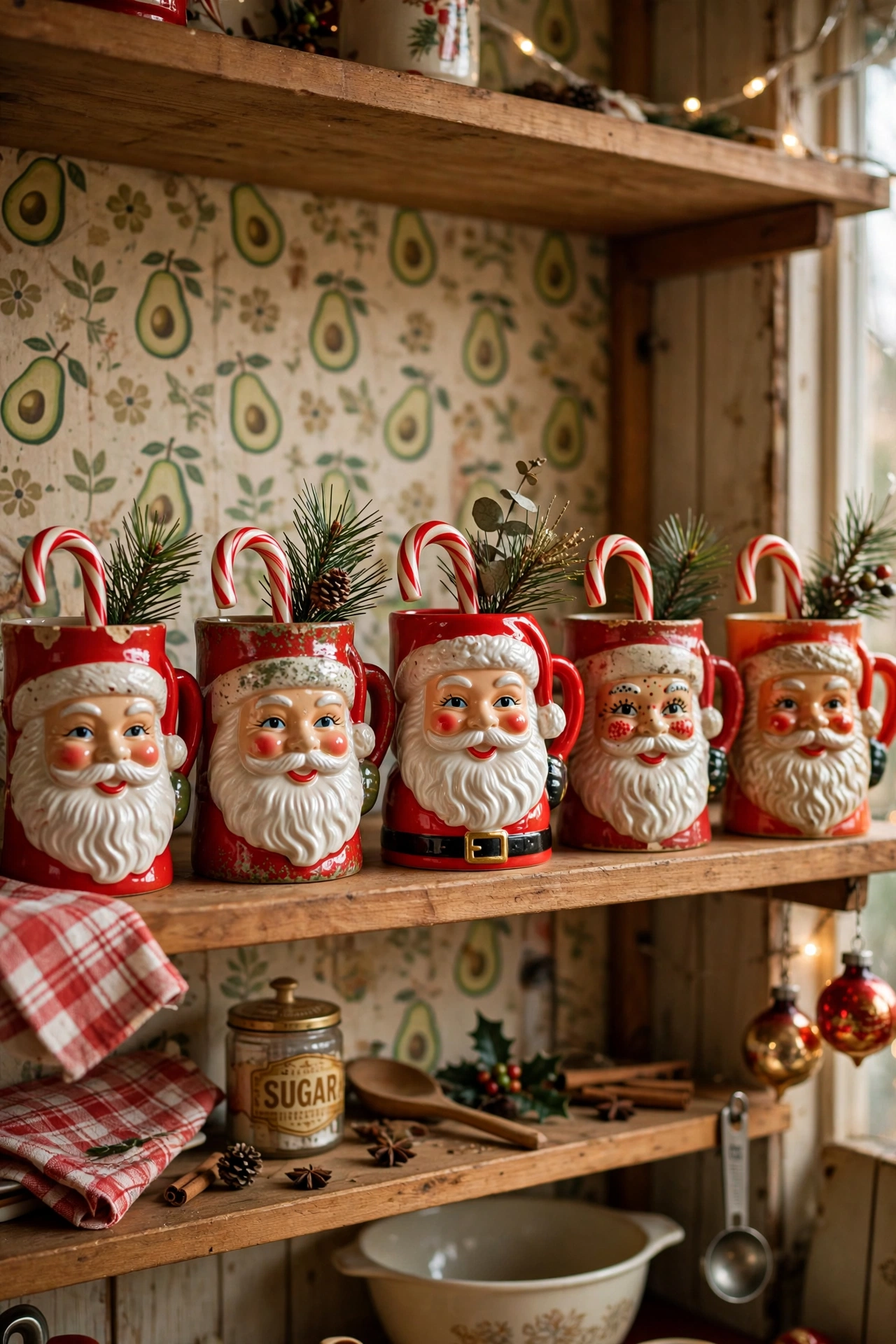 vintage santa mugs collection christmas