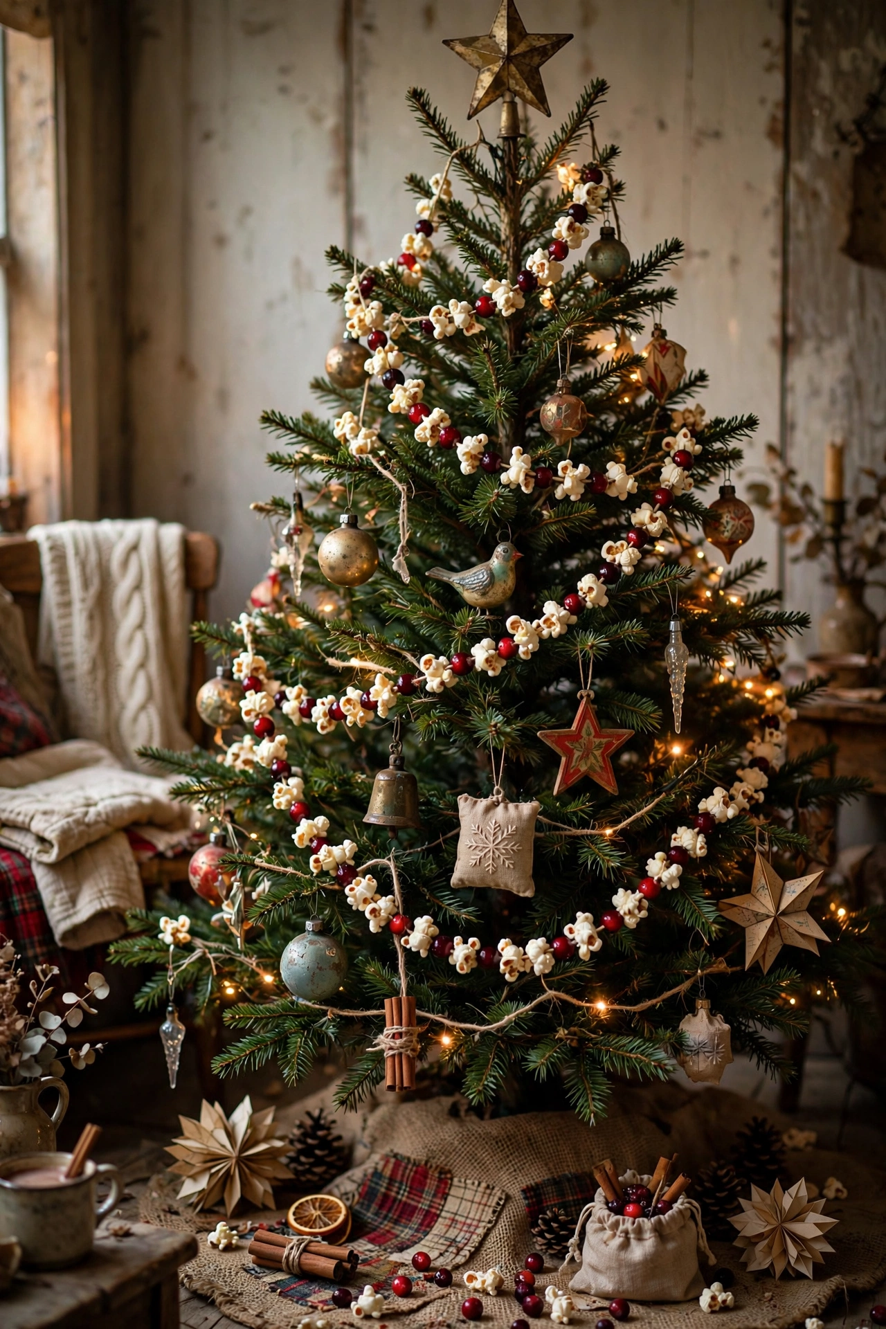 popcorn cranberry garland vintage christmas