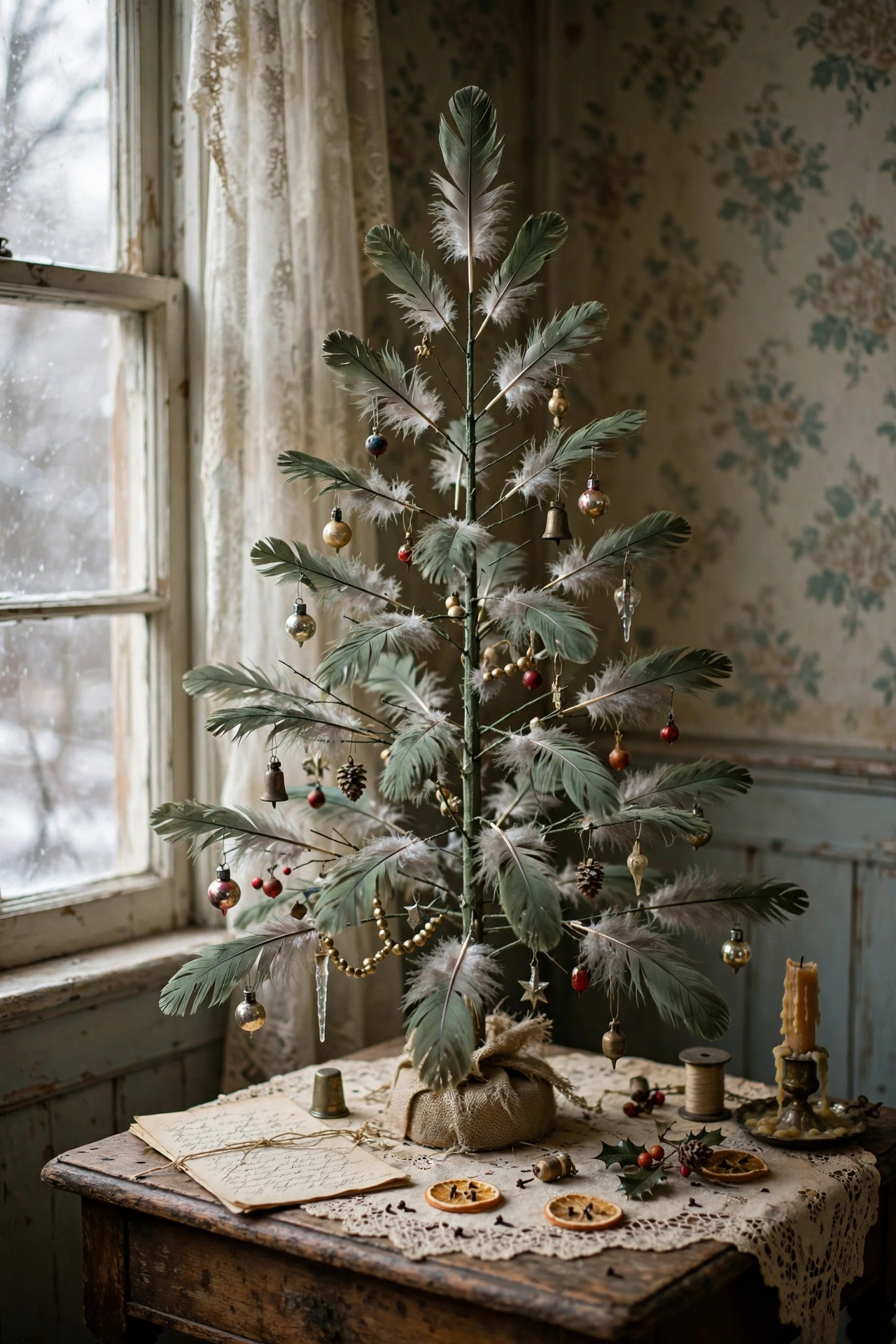 feather tree vintage christmas small