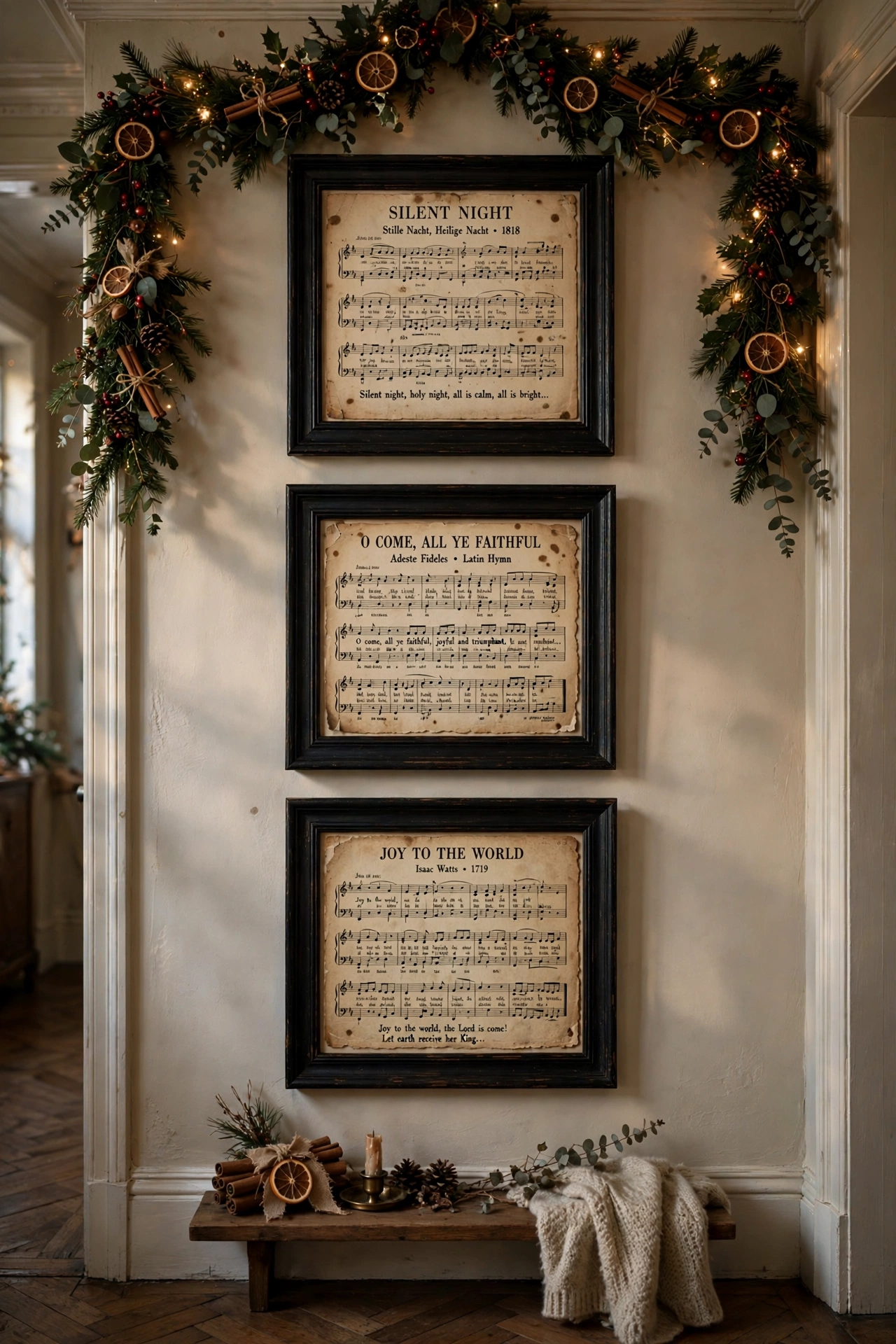 vintage sheet music christmas decor hymns