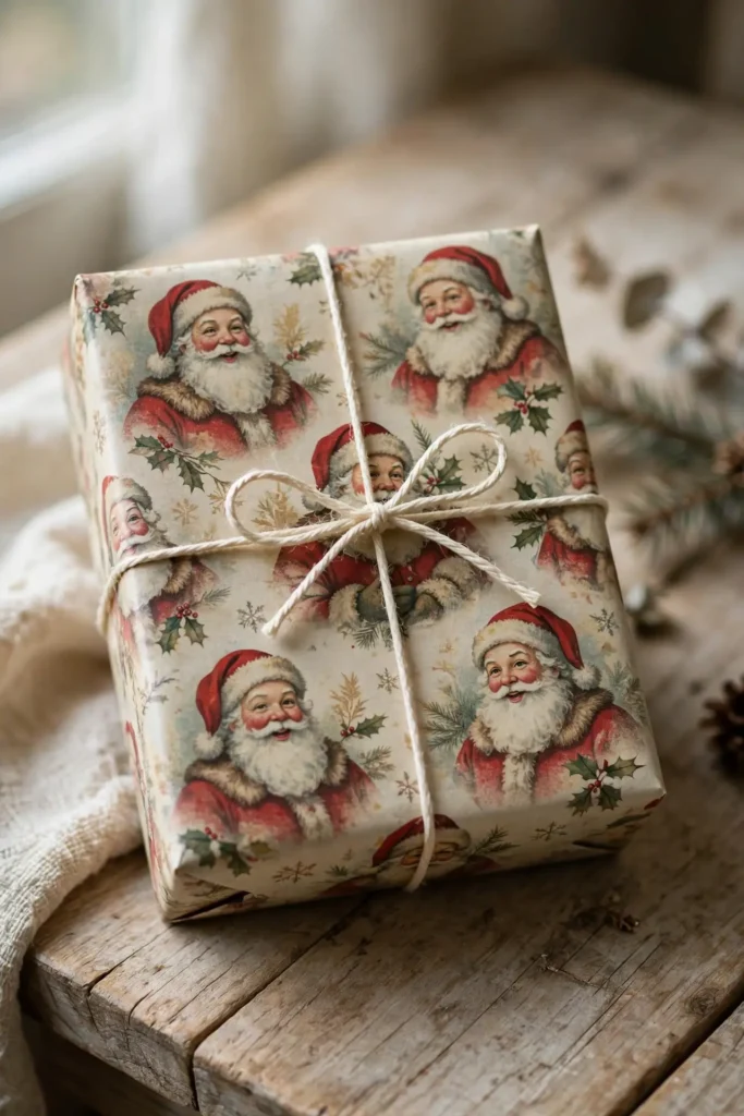 vintage santa christmas wrapping paper