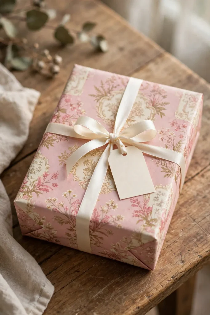 pink vintage christmas wrapping paper